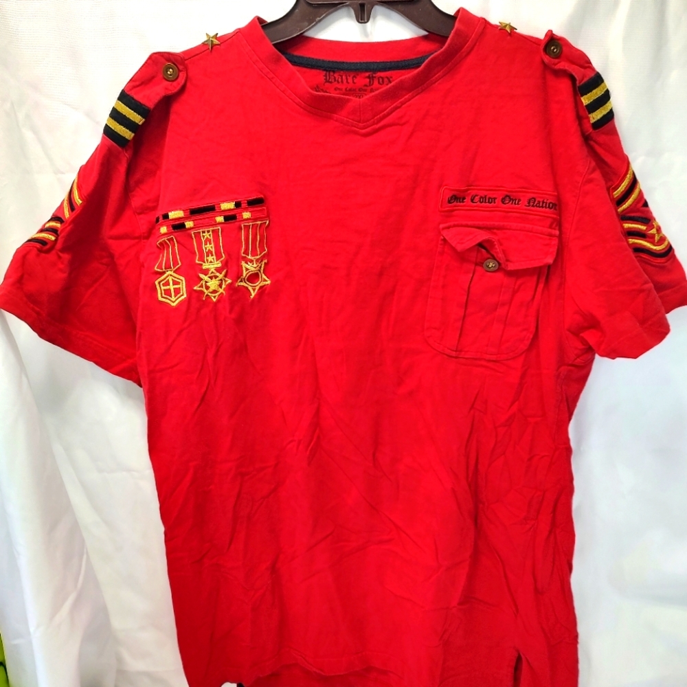 Bare Fox One Color One Nation Men's Red XXL Tshirt